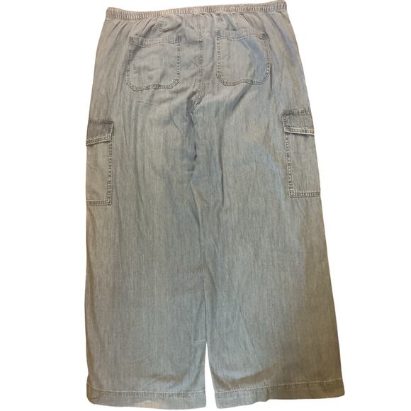 GAP Chambray Cargo Jogger Pants Light Blue Drawstring Elastic Waist XXL - Picture 4 of 9